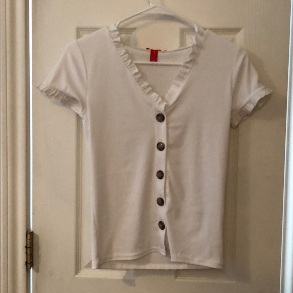 white button down top